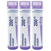 Boiron Antimonium crudum 200ck, 80 pellets, homeopathic Medicine for Indigestion, 3 Count