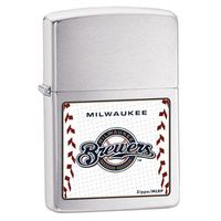 Zippo MLB Milwaukee Brewers Lighter (Silver, 5 1/2 x 3 1/2 cm)