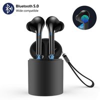 True Wireless Earbuds TWS Bluetooth Headphones in-Ear Stereo Earphones Built-in Microphone Rechargable Wireless Headsets with Portable Charging Case Compatible iPhone iOS Android Samsung Black