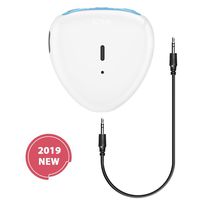Bluetooth Receiver, iCrius 4.2 Wireless Bluetooth Audio Receiver Hands-Free Car Kits Portable Bluetooth 3.5mm Aux Jack Adapter for Headphones Home Audio/Car Stereo System (White)