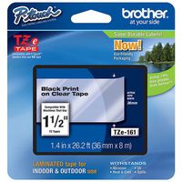 Brother TZ161 1.5in Labeling Tape (26.2ft, Black on Clear) - Retail Packaging