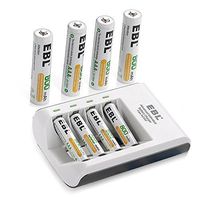 EBL 8 Packs AAA 800mAh Rechargeable Battery with 4 Slot Individual AA AAA Rechargeable Battery Rapid Charger