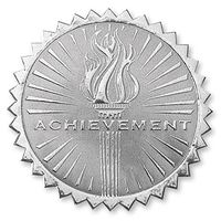 Deluxe Embossed Achievement Torch Certificate Seals, 102 Count (Silver)