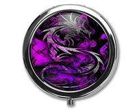 Eareeco - Dragon Design Round Pill Case/Pill Box/Pill Case/Case- Three-Compartment Pill Box/Pill Case