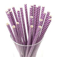 Homeford Firefly Imports Chevron Paper Straws, 7-3/4-Inch, 25-Pack, Purple, 7-3/4"