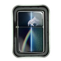 Windproof Refillable Oil Lighter with Tin Gift Box Dolphins Design-005