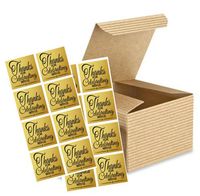 3 x 3 x 2" Kraft Brown Wedding Gift Candy & Party Favor Boxes w. Sticker Seals -24pack