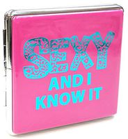 Eclipse Dark Pink"Sexy & I Know It" Metallic Crushproof Metal Leatherette Cigarette Case, Kings, 3102Glam