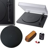 Sony PSHX500 Hi-Res USB Turntable (Black) with Silicone Turntable Mat + Vinyl Cleaner