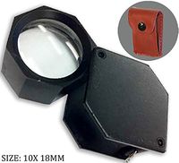 HAWK 10X Power,18MM Glass Lens, In A Hexagonal Frame With Swivel Style Black Metal Case - MG2410-918B