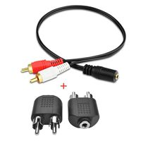 Hosyl Gold Plated 3.5MM Female to 2 RCA Male Jack Stereo Audio Cable Bundle with 2 PCS Y Adapter for iPhone, iPod, iPad, MP3, Tablets, HiFi Stereo System, Computer Sound Speaker