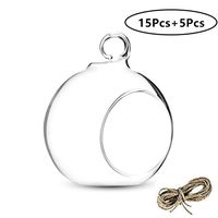Nuptio 20 Pcs 3.15"/ 8cm Hanging Glass Tealight Holder Globe, Plant Terrariums Glass Orbs, Air Plants Tea Light Candle Holders, Home Decor Indoor Outdoor Garden (Without 2 Holes, 15 Pcs + 5 Pcs)