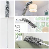 Microfiber Feather Duster Extendable (Up To 70 Inch)Washable Flexibility Detachable,Microfiber Head With Attached Extension Pole And Clothes Fork Duster For Cleaning House Office For Car (Grey)