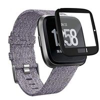 Lyperkin 1 Pcs Fitbit Versa Screen Protector,HD Full Coverage Curved Edge 9H 3D Tempered Glass Screen Flim Protector Cover[Bubble-Free] [Force Resistant] Compatible with Fitbit Versa Watch.