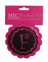 MSC Letter "F" Monogram Patch with Adhesive Backing - Black