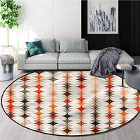 RUGSMAT Geometric Dining Room Home Bedroom Carpet Floor Mat,Vintage Oval Pattern Carpet Door Pad for Bedroom/Living Room/Balcony/Kitchen Mat Round-59