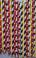 100 premium paper drink straws Mickey mouse theme party can be use for cake pop stick by ETL Products