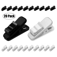 FENGWANGLI Earphone Wire Clip Headphone Mount Cable Clothing Clip Earbud Clip to Keep Earphone/Microphone Cord in Place for 1.5mm Wire Diameter Round Wire Earphone,20Pcs (Black and White)