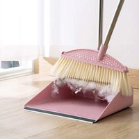 2-piece 13.5-30.5" Long Retractable Handle Broom And Shovel Set - Quick-cleaning Quality Durable Plastic Upright Broom And Duster Combination With Stand