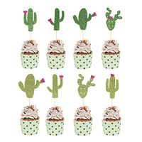 YOUTH UNION 16Pcs Cactus Cupcake Toppers Fiesta West Cacti Themed Birthday Summer Party Supplies Decorative Topper(16Pcs Cupcake Toppers)