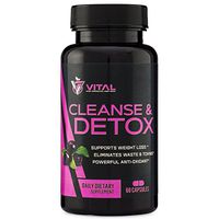 Vital Acai Cleanse & Detox Toxin Flush: Best Clean Colon, Liver & Kidney Daily Herbal Cleanser - Natural Supplements for Weight Loss - Premium Pure Colonic, Bowel and Intestinal Cleansing: 60 Caps
