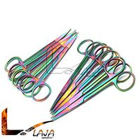 LAJA IMPORTS Set of 12 Multi Titanium Color Rainbow Iris Scissors 4.5" Straight & Curved Stainless Steel