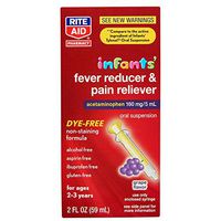Rite Aid Infants Fever Reducer & Pain Reliever Oral Suspension, Grape Flavor - 2 fl oz | Infant Medicine | Acetaminophen