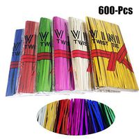 FunPa 600PCS Bag Twist Tie Treat Bag Tie Assorted Colors Metallic Candy Twist Tie for Wedding Gift Bag