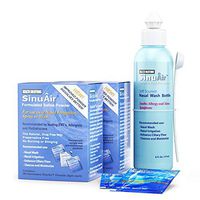 SinuAir 3-Piece Nasal Irrigation Bundle - 2-Pack Powdered Saline 30 Convenient Packets and EQ Squeeze Nasal Wash Bottle - Soothe Allergy and Sinus Symptoms Quickly