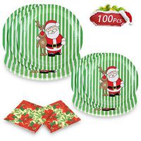 Christmas Disposable Dinnerware Festive Holiday Party Supplies 30 9''Plates, 30 7''Plates,40 Napkins for Christmas Napkins Paper Plates and Napkins Supplies Christmas Plates Set