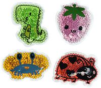 Four Kids’ Reusable Animal Shaped Cold Packs: Green Dinosaur, Pink Strawberry, Red Lady Bug, Orange Crab By Assured (Kids 3+)
