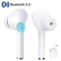 True Wireless Earbuds Bluetooth 5.0 Headphones Touch Control in-Ear Stereo Wireless Earphones with Charging Case Microphone Noise Cancelling Waterproof Headset for Android iOS iPhone Samsung White