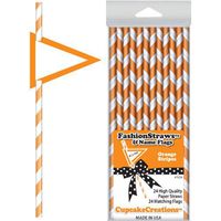 Orange Striped Paper Straws