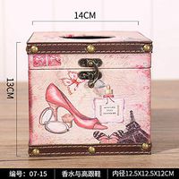 T-ZJHC European Wooden roll Paper Box Desktop Round Paper Towel Tube Home Living Room Paper Towel Box, Square roll Paper Bucket -0715