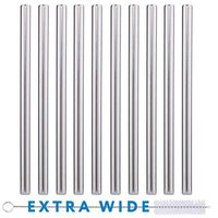 10 Pack Boba Straws In Stainless Steel - Reusable Metal Straws Best For Drinking Bubble/Boba Tea, Smoothies, Shakes - Extra Wide 0.5’’ And 8.5” Long - Comes With Cotton Storage Bag And Cleaning Rod