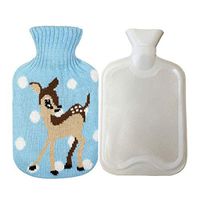 Hot Water Bag, Mini Hot Water Bottle 0.5l Heat Water Bottle with Cute Sika Deer Knit Cover for Kids, Women Traveling, Hand Foot Warming, Sore Muscles Relief, Christmas & New Year Gift | Heating Bag