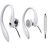 Magnavox Over Ear Earbuds Wired, in Ear Earphones with Microphone, Sport Headphones for Running, Workout, Exercise and Gym (White)