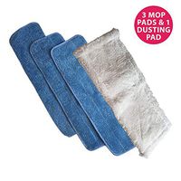 Think Crucial 3 Replacement for Bona Mop Pads & 1 Microfiber Dusting Pad Fits Bona Hardfloor & Microfiber Floor Mops, Compare to Part # AX0003053