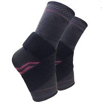 Beister 1 Pair Ankle Brace Compression Support Sleeve for Women and Men, Elastic Sprain Plantar Fasciitis Foot Socks for Injury Recovery, Joint Pain, Achilles Tendon, Heel Spurs, Gray & Red, Large
