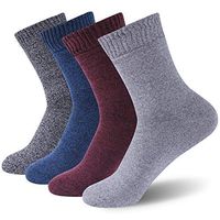 Thermal Heavy Thick Socks, Feelwe Diabetic Socks for Men Size 13-15 Extra Wide Warm Socks for Womens Cold Weather Seamless Toe Non Binding Socks 4 Pairs Navy/Black White/Light Grey/Balck Red X-Large