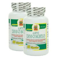 Anti Insomnio, capsulas naturales para conciliar el sueño, Set de 2 frascos 90 capsulas c/u. No Crean habito. Contienen: Valeriana, Manzanilla, Calcio, Magnesio, Melatonín y Pasiflora.