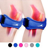 Achiou Knee Brace Straps with Silicone Protector Patella Support for Pain Relief,Running,Hiking,Basketball,Volleyball(Pack of 2) (Blue)