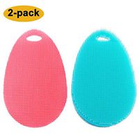 2-Pack Silicone Brush Dish Washing Scrubber - Food-Grade Kitchen Dishes Multipurpose Better Brush Non Stick Cleaning Accessories (Pink+Mint Green)