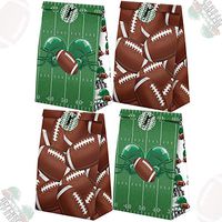 24 Pack Football Party Candy Favor Bags with Stickers, Football Goodie Gift Treat Bags Football Themed Birthday Party Supplies