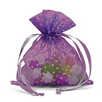 Purple Polka Dot Organza Bags 4" X 5" | Quantity: 30