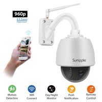 Sumpple 1.3M Wireless PTZ Outdoor Surveilance Video Camera 4X Optical Zoom Motion Sensor Activated with 32G SD Card Waterproof Night Vision Up to 98ft, Email Alarm, View Video on iOS, Android or PC