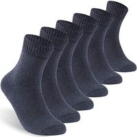 Facool Non-Binding Diabetic Socks Mens Womens, Circulatory Seamless Cotton Quarter Socks Loose Fit 6 Pairs Black Grey Large