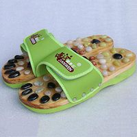 Magnetic Massage Slippers Foot Massage Health Shoes Natural Stone Massage Shoes Pebbles Slippers , green , 38