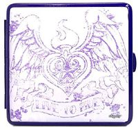 1 Eclipse Live to Ride Purple Cigarette Case. Fits King's Cigarettes, Can Hold 20 Cigarettes