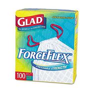 Glad 70427 Trash Bags, Tall/Kitchen, 13 Gallon, 0.90 mil, 100/BX, White